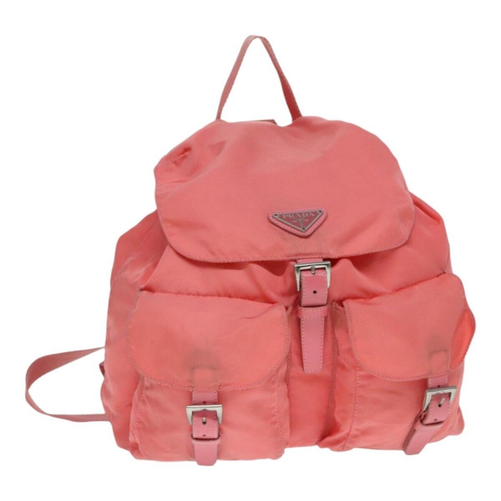 Prada Backpack Nylon Pink Silver Auth